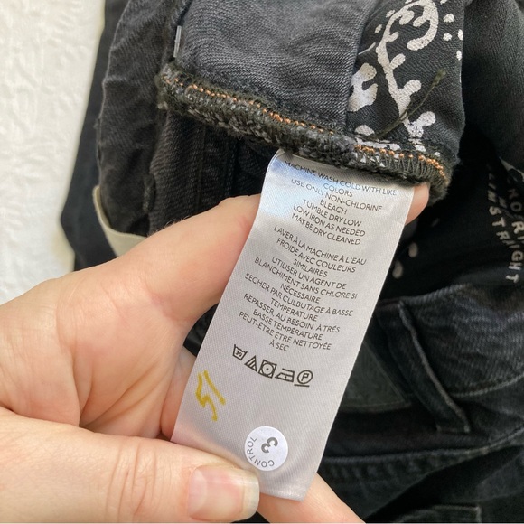 NWT Free People jeans crossroads blackout mid rise straight button fly - Picture 11 of 14